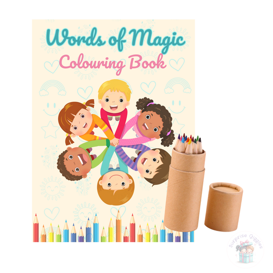 Combo - Words of Magic Colouring Book and Colour Pencils in a Tube